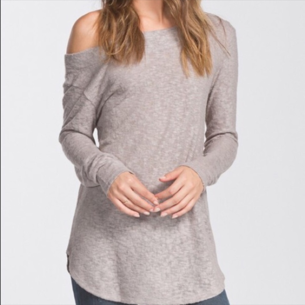 TAUPE OFF SHOULDER TOP